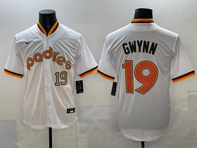 Men 2025 San Diego Padres #19 Gwynn white Nike MLB Jersey 013